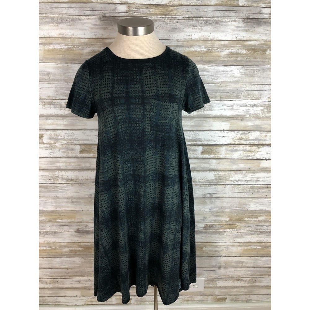 LULAROE  Green Dress Hunter‎ Short Sleeve Hi Low Pocket Tee Sz XXS